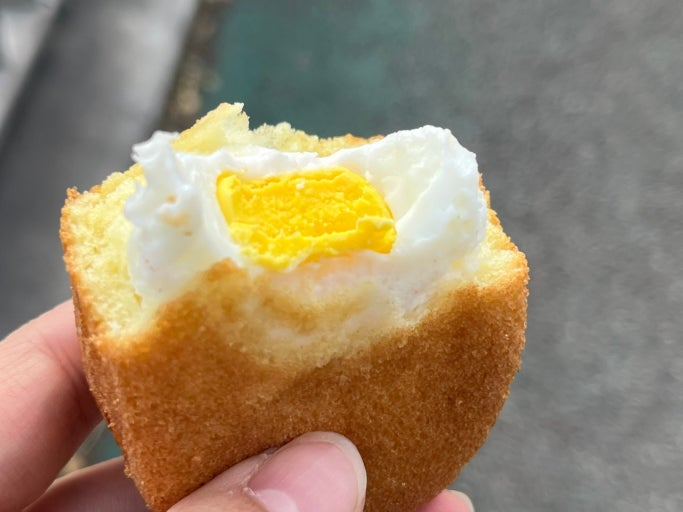 Gyeran-ppang Korean egg bread with soft bread and a baked egg center